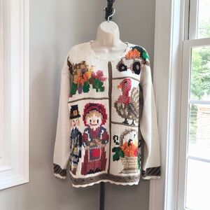 Vintage Crystal Kobe Thanksgiving Fall Sweater ~ Women’s Small EUC